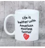 American Hairless Terrier - cup with a dog, cup with a photo, personalized gift from the Art-Dog brand