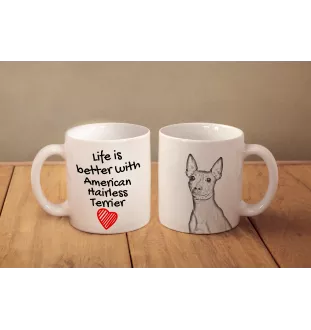 Amerykański terier bezwłosy kubek z psem life is better Art-Dog