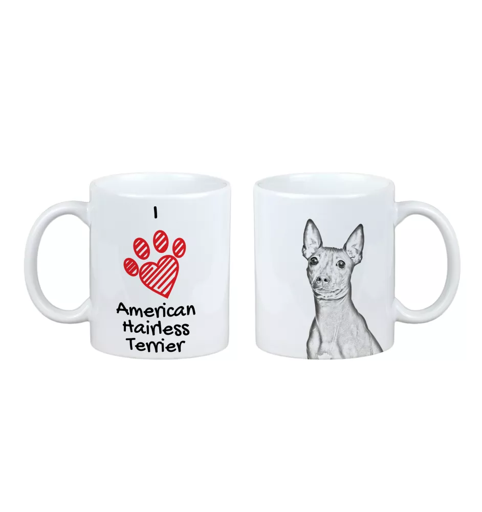 American Hairless Terrier - cup with a dog, cute cup with graphics, a gift with your photo from the Art-Dog brand