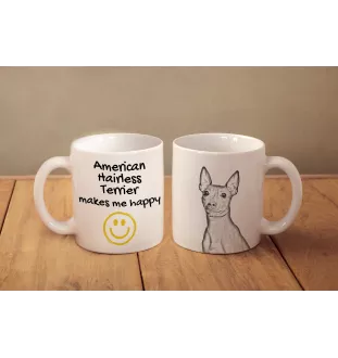 American Hairless Terrier - cup with a dog, cheerful cup for a dog lover, personalized gift from the Art-Dog brand