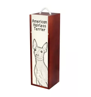American Hairless Terrier - boîte à vin avec chien, boîte à alcool avec graphisme, boîte cadeau personnalisée de la marque Art-Dog