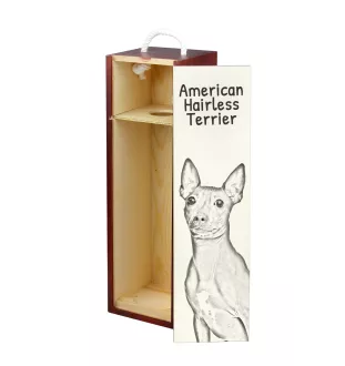 American Hairless Terrier - boîte à vin avec chien, boîte à alcool avec graphisme, boîte cadeau personnalisée de la marque Art-Dog