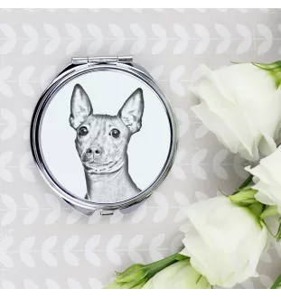 American Hairless Terrier - Pocket mirror with a dog, personalized mirror for a purse, compact mirror with Art-Dog brand print.