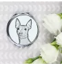 American Hairless Terrier, Amerikanischer Nackthund - Taschenspiegel mit Hund, personalisierter Taschenspiegel, kompakter Spiegel mit Art-Dog-Logo