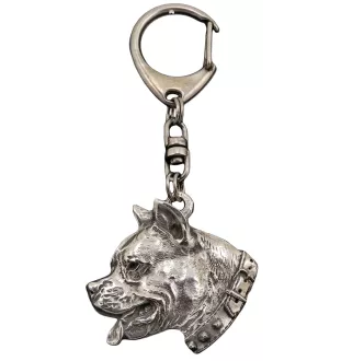 American Staffordshire Terrier, Amstaff I - Versilberter Schlüsselanhänger mit Hund in einer Geschenkbox, Handtaschenschmuck, Rucksackanhänger der Marke Art-Dog