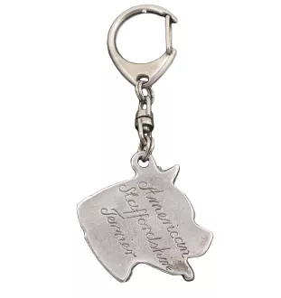 American Staffordshire Terrier, Amstaff I - Versilberter Schlüsselanhänger mit Hund in einer Geschenkbox, Handtaschenschmuck, Rucksackanhänger der Marke Art-Dog