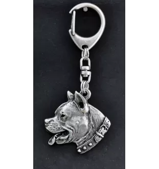 American Staffordshire Terrier, Amstaff, Am staff, Staff I - Porte-clés argenté avec un chien dans une boîte cadeau, décoration de sac à main, pendentif de sac à dos par la marque Art-Dog