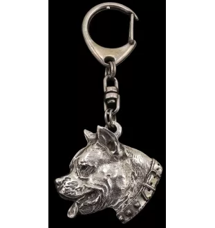 American Staffordshire Terrier, Amstaff, Am staff, Staff I - Porte-clés argenté avec un chien dans une boîte cadeau, décoration de sac à main, pendentif de sac à dos par la marque Art-Dog