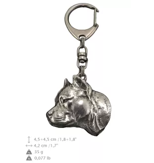 American Staffordshire Terrier, Amstaff, Am staff, Staff II - Porte-clés argenté avec un chien dans une boîte cadeau, décoration de sac à main, pendentif de sac à dos par la marque Art-Dog