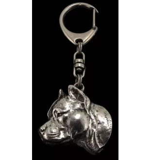 American Staffordshire Terrier, Amstaff, Am staff, Staff II - Porte-clés argenté avec un chien dans une boîte cadeau, décoration de sac à main, pendentif de sac à dos par la marque Art-Dog