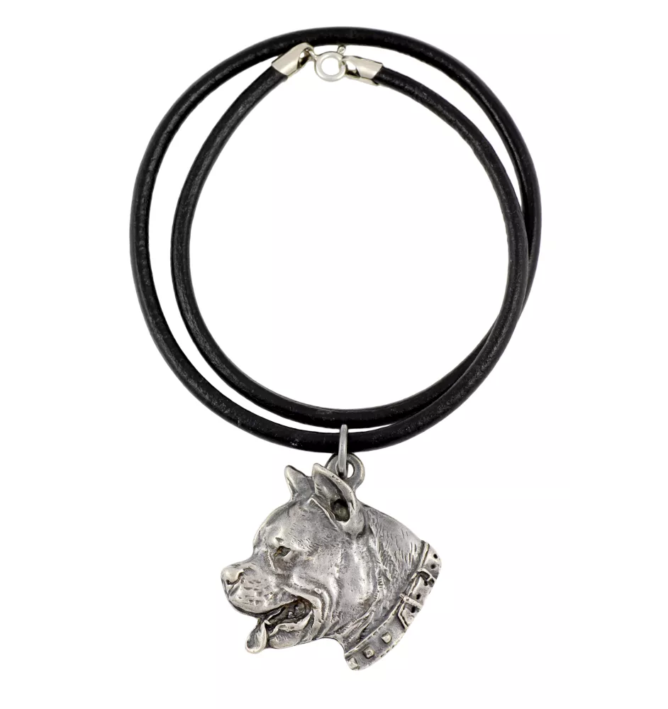 American Staffordshire Terrier, Amstaff I - Halskette mit Hund, versilberter Anhänger für Hundefans, einzigartiger Schmuck der Marke Art-Dog