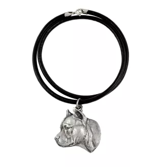 American Staffordshire Terrier, Amstaff, Am staff, Staff II - collier avec un chien, pendentif en plaqué argent pour les fans de chiens, bijoux uniques de la marque Art-Dog