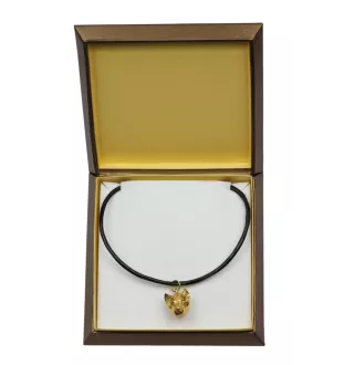 American Staffordshire Terrier, Amstaff - Hundehalsband in Geschenkbox, vergoldeter Anhänger für Hundefans, auffälliger Schmuck von Art-Dog