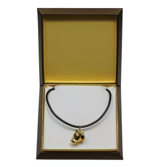 American Staffordshire Terrier, Amstaff - Hundehalsband in Geschenkbox, vergoldeter Anhänger für Hundefans, auffälliger Schmuck von Art-Dog