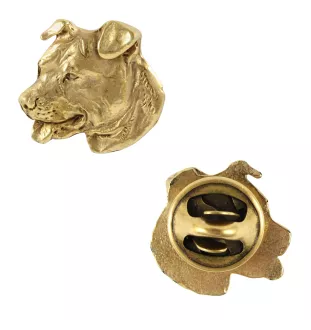 American Staffordshire Terrier, Amstaff - Dog brooch in decorative box, elegant gold-plated pin, Art-Dog brand jacket pin