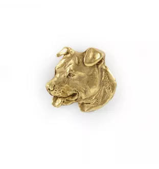 American Staffordshire Terrier, Amstaff - Hundebrosche in dekorativer Box, elegante vergoldete Anstecknadel, Jackenbrosche der Marke Art-Dog