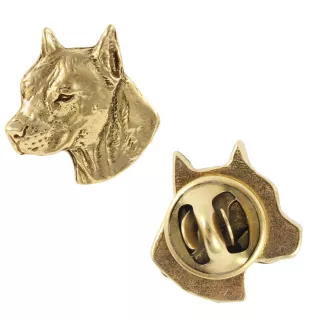 American Staffordshire Terrier, Amstaff I - Dog brooch in decorative box, elegant gold-plated pin, Art-Dog brand jacket pin