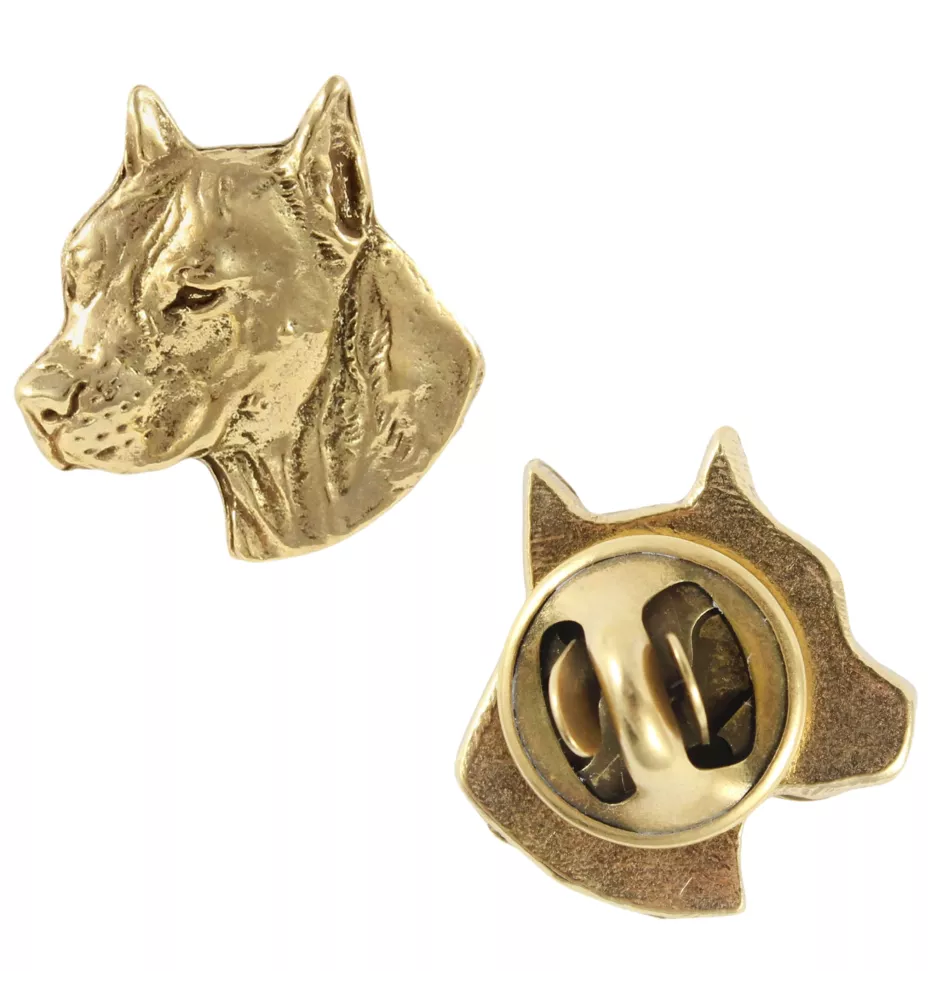 American Staffordshire Terrier, Amstaff, Am staff, Staff I - Broche de chien dans une boîte décorative, épingle élégante en plaqué or, épingle de veste de la marque Art-Dog