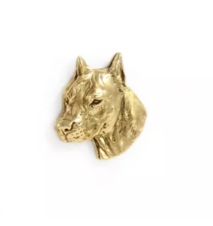 American Staffordshire Terrier, Amstaff I - Dog brooch in decorative box, elegant gold-plated pin, Art-Dog brand jacket pin