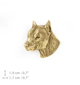 American Staffordshire Terrier, Amstaff I - Hundebrosche in dekorativer Box, elegante vergoldete Anstecknadel, Jackenbrosche der Marke Art-Dog