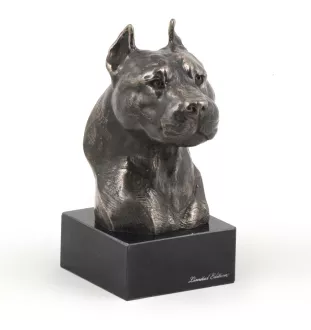 American Staffordshire Terrier, Amstaff I - Dog statue, bust on stone base, sculpture, trophy for dog show by Art-Dog brand