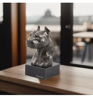 American Staffordshire Terrier, Amstaff, Am staff, Staff I - Statue de chien, buste sur socle en pierre, sculpture, trophée pour exposition canine par la marque Art-Dog