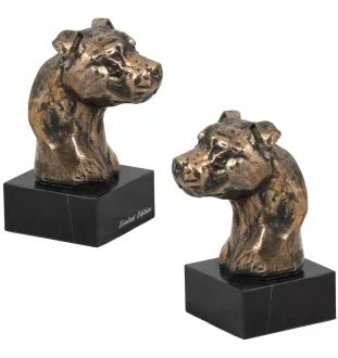 American Staffordshire Terrier, Amstaff II - Hundestatue, Büste auf Steinsockel, Skulptur, Trophäe für Hundeausstellung der Marke Art-Dog