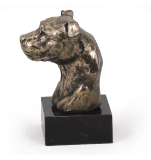 American Staffordshire Terrier, Amstaff, Am staff, Staff II - Statue de chien, buste sur socle en pierre, sculpture, trophée pour exposition canine par la marque Art-Dog