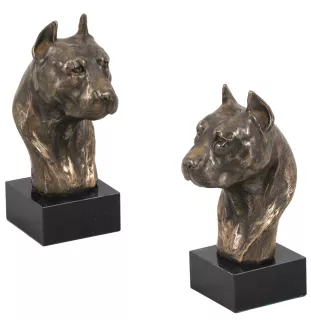 American Staffordshire Terrier, Amstaff III - Dog statue, bust on stone base, sculpture, trophy for dog show by Art-Dog brand
