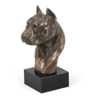American Staffordshire Terrier, Amstaff III - Dog statue, bust on stone base, sculpture, trophy for dog show by Art-Dog brand
