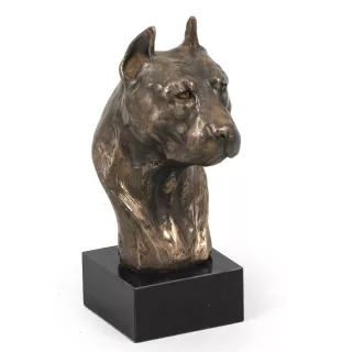 American Staffordshire Terrier, Amstaff III - Dog statue, bust on stone base, sculpture, trophy for dog show by Art-Dog brand
