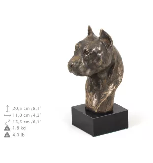 American Staffordshire Terrier, Amstaff III - Dog statue, bust on stone base, sculpture, trophy for dog show by Art-Dog brand
