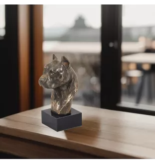 American Staffordshire Terrier, Amstaff III - Hundestatue, Büste auf Steinsockel, Skulptur, Trophäe für Hundeausstellung der Marke Art-Dog