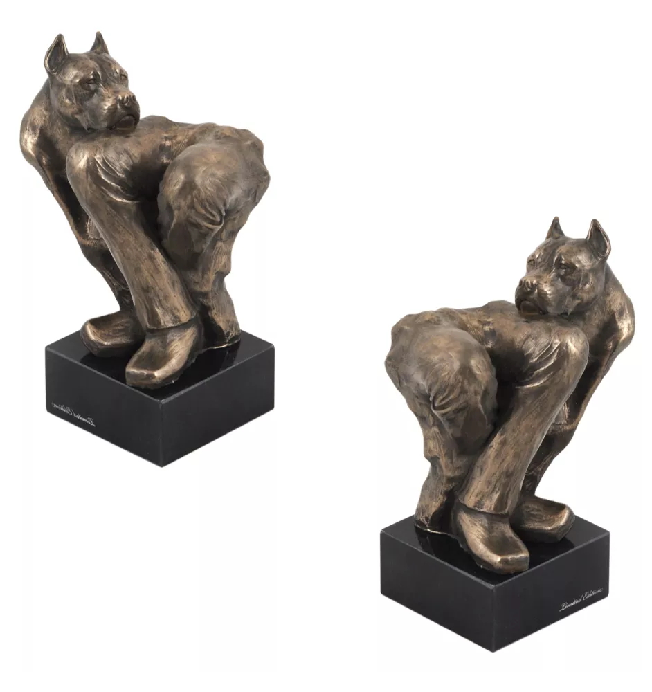 American Staffordshire Terrier, Amstaff, Am staff, Staff IV - Statue de chien, buste sur socle en pierre, sculpture, trophée pour exposition canine par la marque Art-Dog