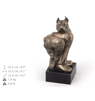 American Staffordshire Terrier, Amstaff IV - Hundestatue, Büste auf Steinsockel, Skulptur, Trophäe für Hundeausstellung der Marke Art-Dog