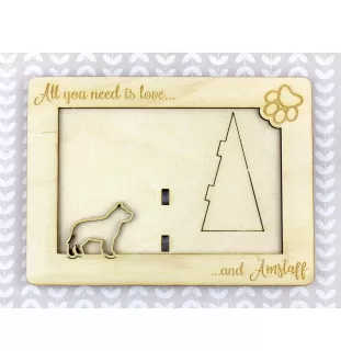 American Staffordshire Terrier, Amstaff - Fotorahmen, gravierter Holzrahmen, ein schönes Gadget für den Hundeliebhaber von Art-Dog