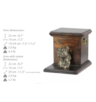 American Staffordshire Terrier, Amstaff, Am staff, Staff III - urne pour les cendres d'un chien avec une statuette, une urne élégante pour chien, une urne exceptionnelle avec un buste de chien de la m