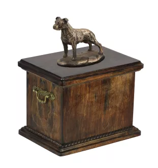 Amerykański Staffordshire terrier urna ze statuetką drewniana Art-Dog