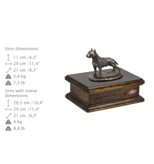American Staffordshire Terrier, Amstaff, Am staff, Staff I - urne pour cendres de chien, urne personnalisée avec une statuette, urne en bois avec un chien de la marque Art-Dog