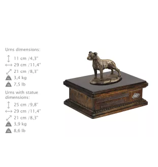 American Staffordshire Terrier, Amstaff V - urn for dog ashes, personalized urn with a statue, wooden urn with a dog by Art-Dog brand