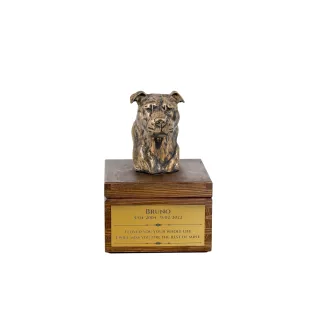 Amerykański Staffordshire terrier urna na skrzynce brązowa Art-Dog