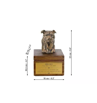 American Staffordshire Terrier, Amstaff, Am staff, Staff IV - urne pour les cendres du chien avec une statuette, petite urne pour chien, urne personnalisée avec le buste du chien de la marque Art-Dog