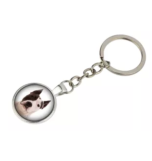 Amerykański Staffordshire terrier brelok w pudełku ze zdjęciem Art-Dog