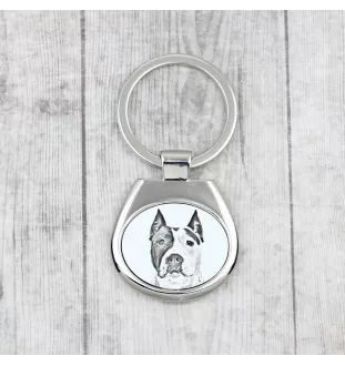American Staffordshire Terrier, Amstaff - Schlüsselanhänger mit Hund, Anhänger mit Aufdruck, personalisierter Anhänger der Marke Art-Dog