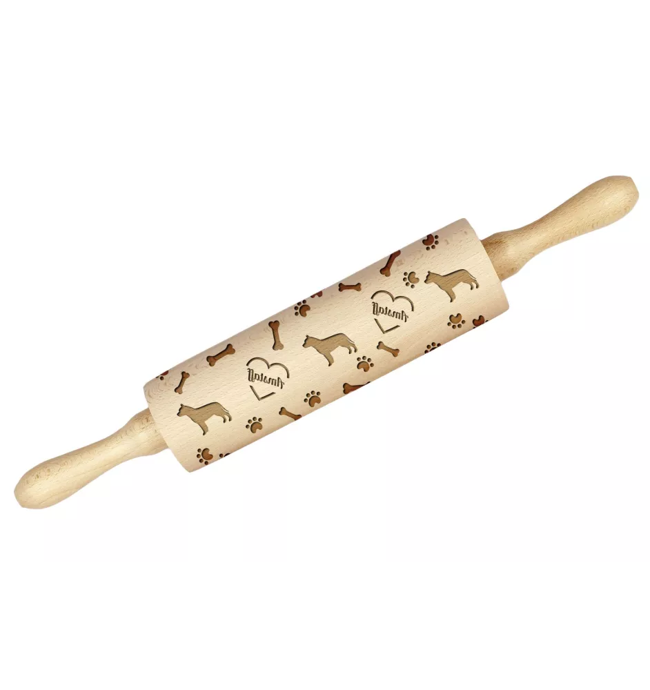American Staffordshire Terrier, Amstaff - rolling pin with a dog, decorating cookies with a rolling pin in patterns, a gift for the ceramicist of the Art-Dog brand