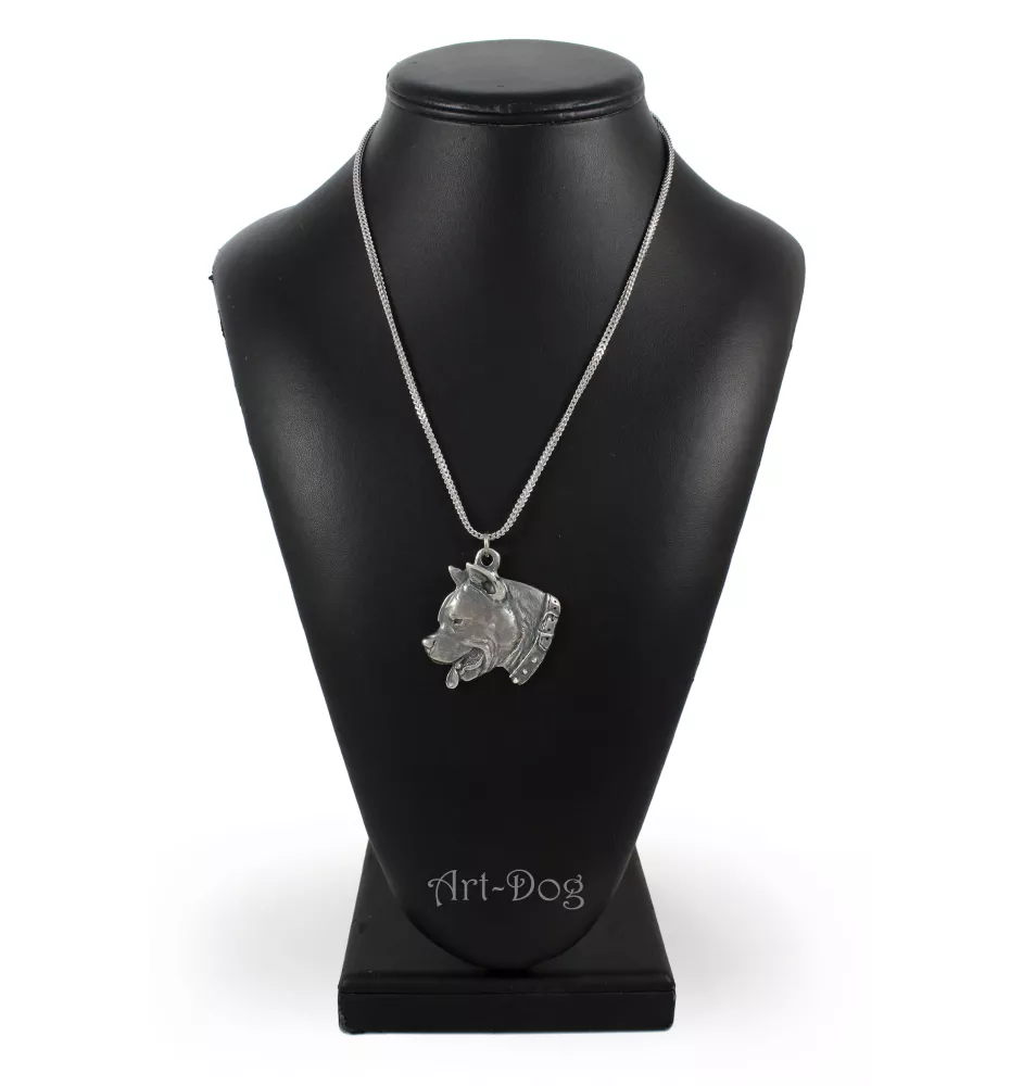 American Staffordshire Terrier, Amstaff I - Halskette mit Hund, Hundeanhänger an einer silbernen Kette, einzigartiger Schmuck der Marke Art-Dog