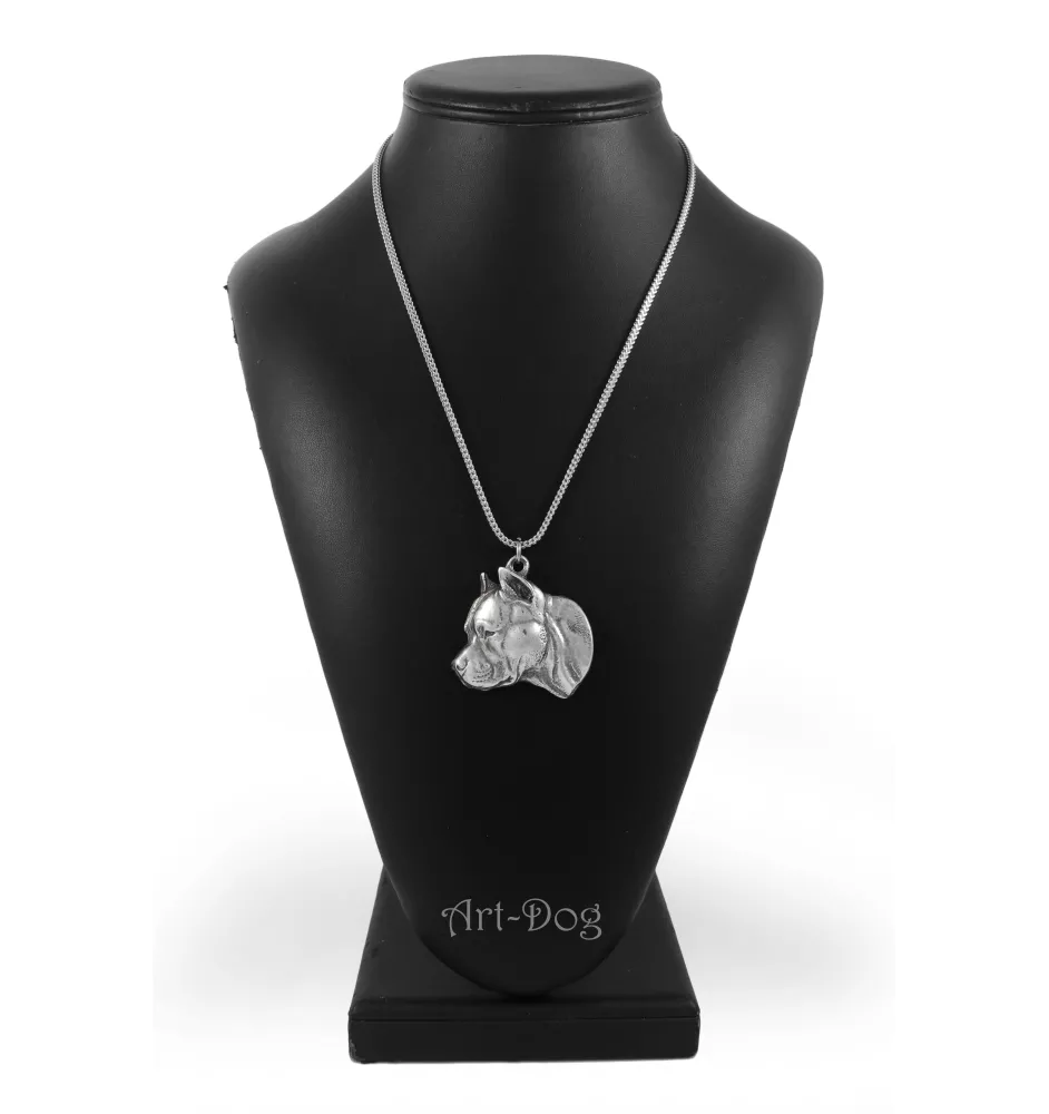 American Staffordshire Terrier, Amstaff II - Halskette mit Hund, Hundeanhänger an einer silbernen Kette, einzigartiger Schmuck der Marke Art-Dog