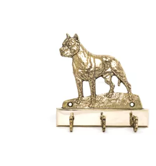 American Staffordshire Terrier, Amstaff - key holder with a dog, brass handle for dog accessories, an elegant decoration for the hallway from the Art-Dog brand.