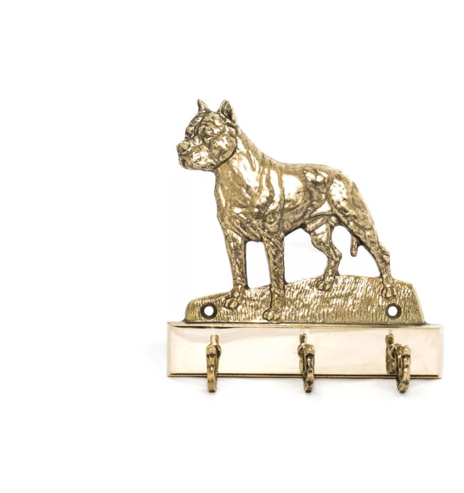 American Staffordshire Terrier, Amstaff, Am staff, Staff - porte-clés avec chien, support en laiton pour accessoires pour chiens, élégante décoration pour le couloir de la marque Art-Dog