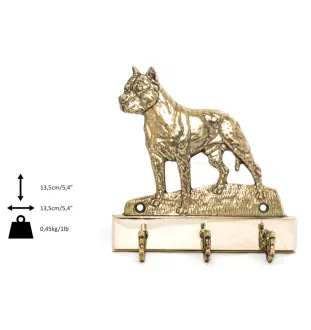 American Staffordshire Terrier, Amstaff - key holder with a dog, brass handle for dog accessories, an elegant decoration for the hallway from the Art-Dog brand.